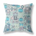 Palacedesigns 16 in. Tribal Indoor & Outdoor Zip Throw Pillow Gray & Pink PA3660469